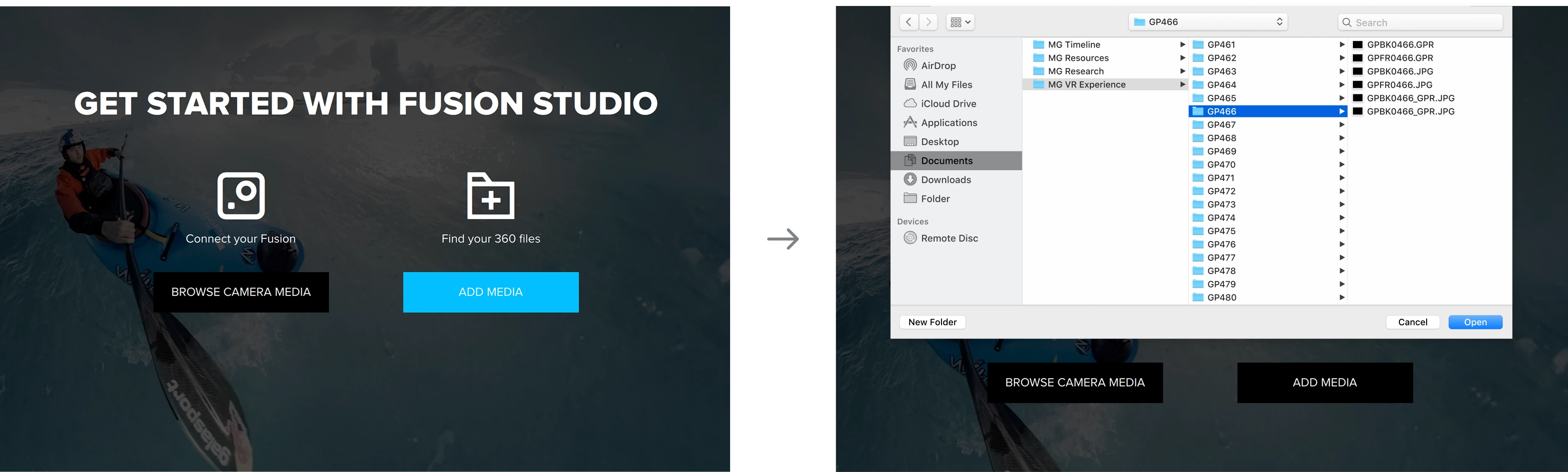 Importing the 360 files into Fusion Studio