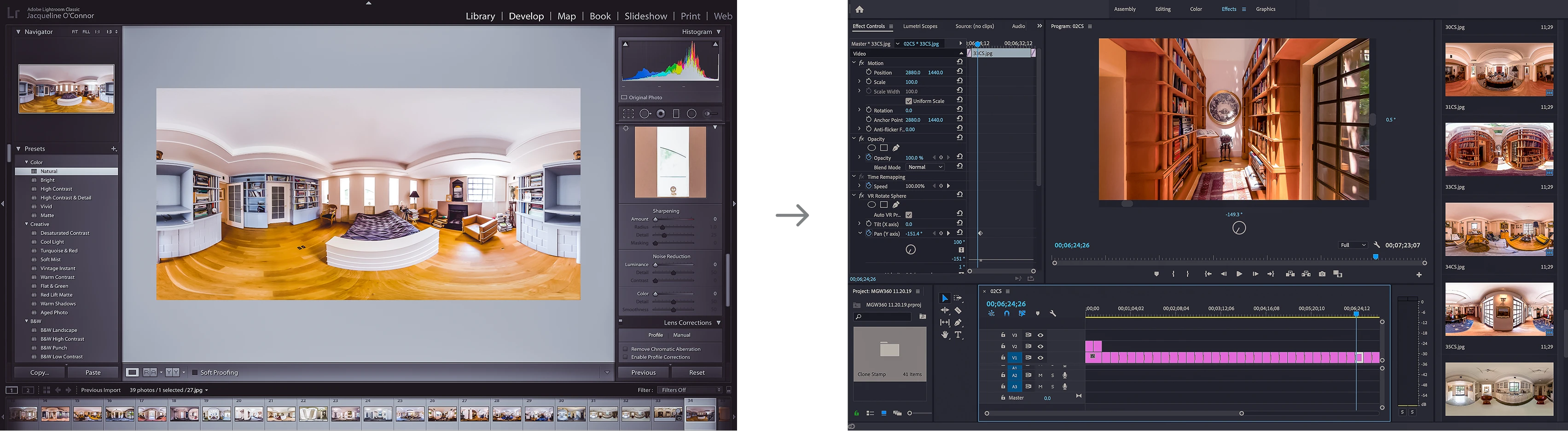 Editing and optimizing the photographs in Adobe Photoshop, Lightroom, and Premiere Pro
