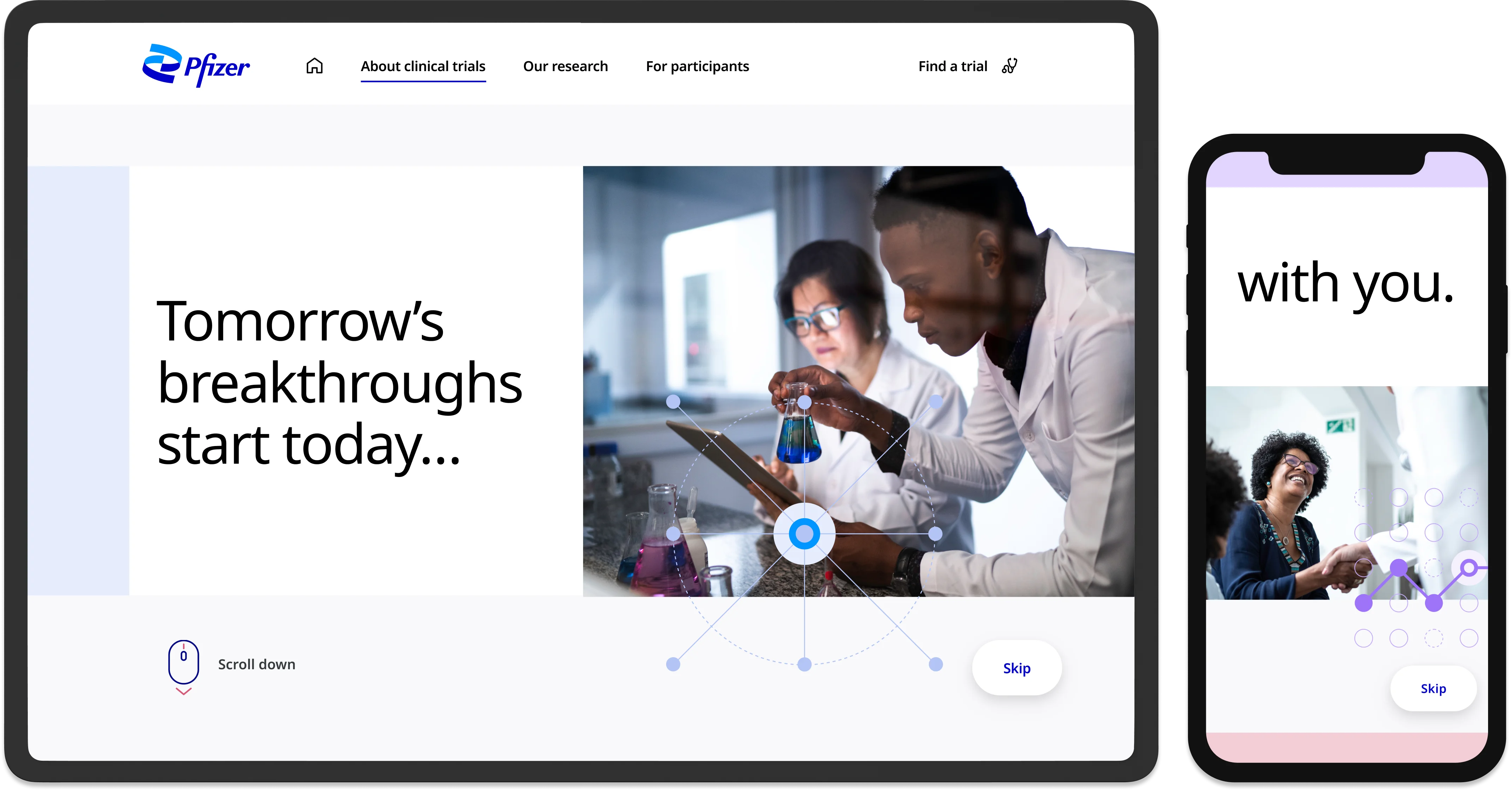 Pfizer clinical trials site on desktop and mobile